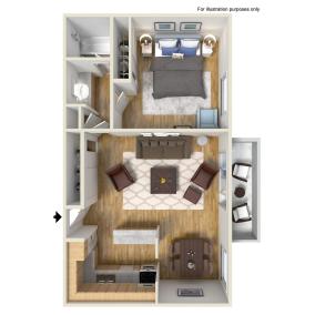 Floor Plan One Bedroom 1A