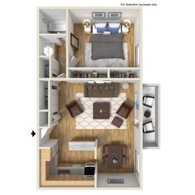 Floor Plan One Bedroom 1B