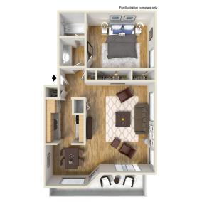 Floor Plan One Bedroom 1D