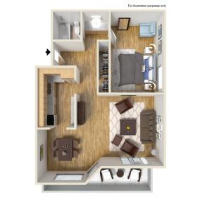 Floor Plan One Bedroom 1E