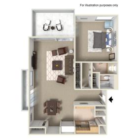 Floor Plan One Bedroom 1J